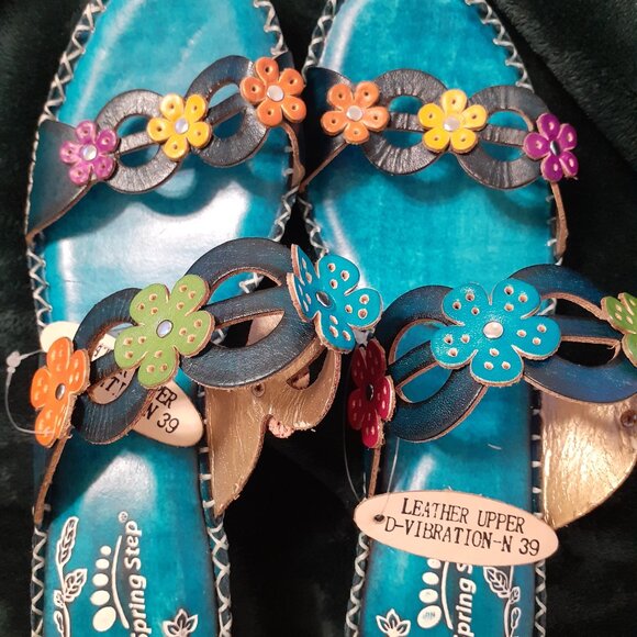 SPRING STEP LEATHER FLOWER LOW HEELS NEW WITH TAGS BEAUTIFUL BEAUTIFUL - Picture 9 of 16